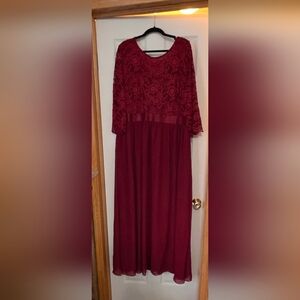 Ever Pretty Wine Red Lace 3/4 Sleeve Dress